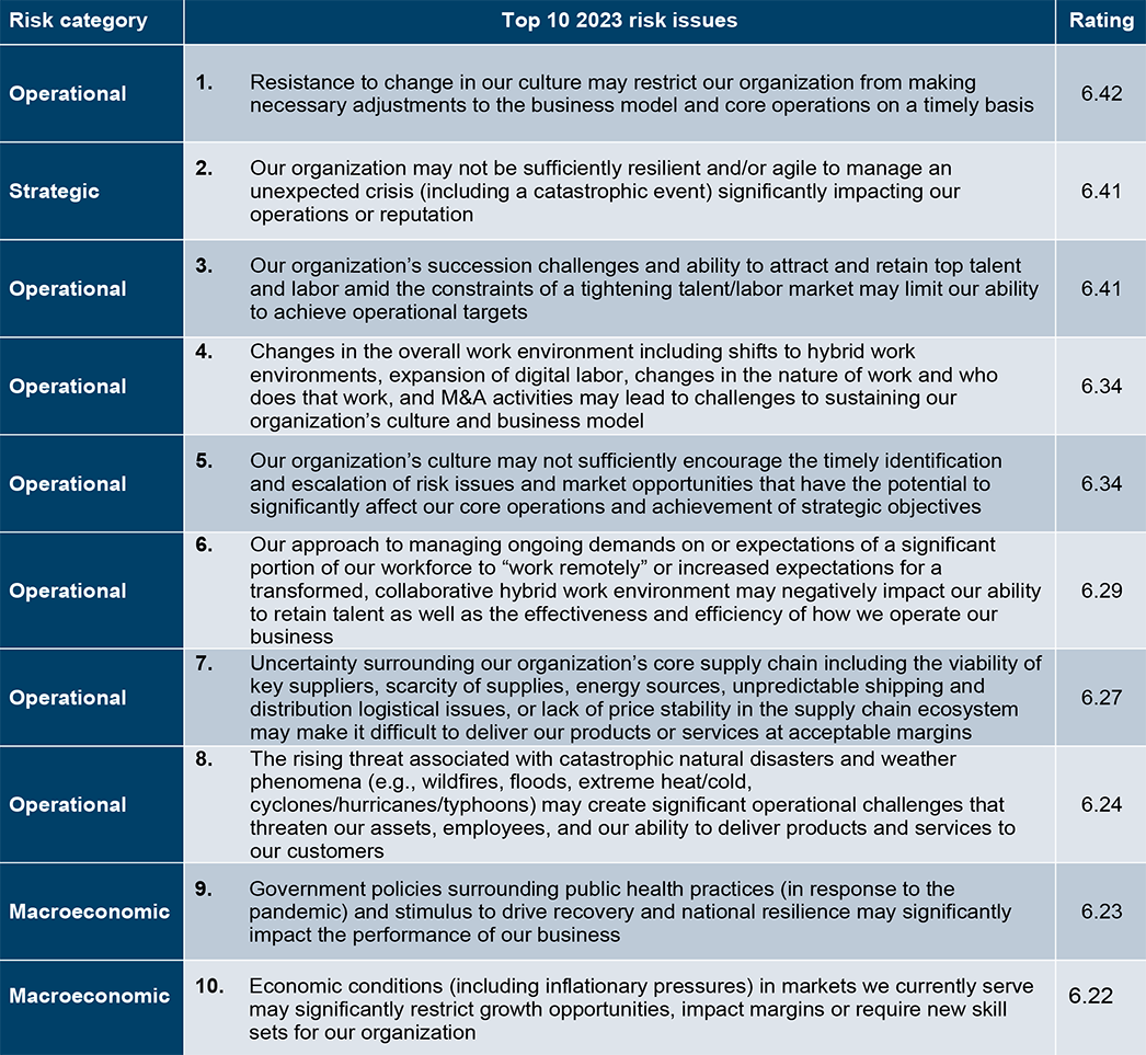 Top 10 2023 Risk Issues